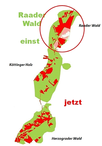 Karte Raader Wald historische Entwicklung